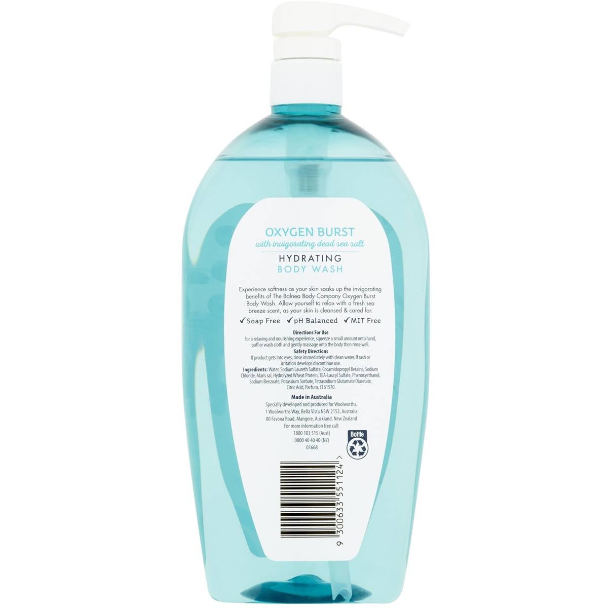 Balnea Oxygen Burst Body Wash 1l Woolworths