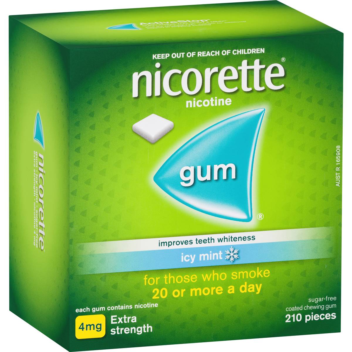 Nicorette Quit Smoking Extra Strength Nicotine Gum Icy Mint 210 Pack ...