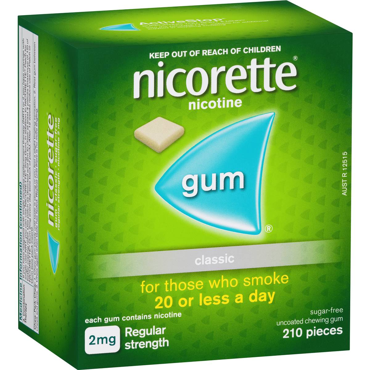 Nicorette Nicotine Gum Classic 2mg Regular Strength 210 Pack | Woolworths