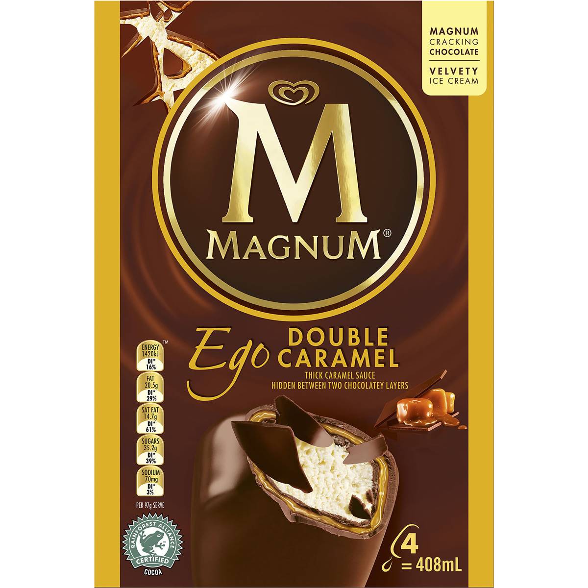 Magnum Ice Cream Double Caramel Ego 4 Pack Woolworths