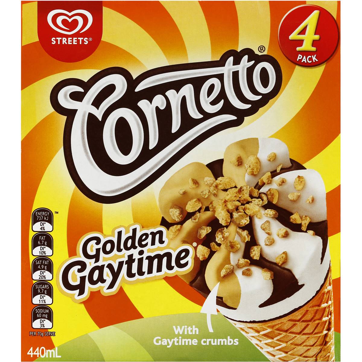 Streets Cornetto Golden Gaytime 4 Pack | Woolworths