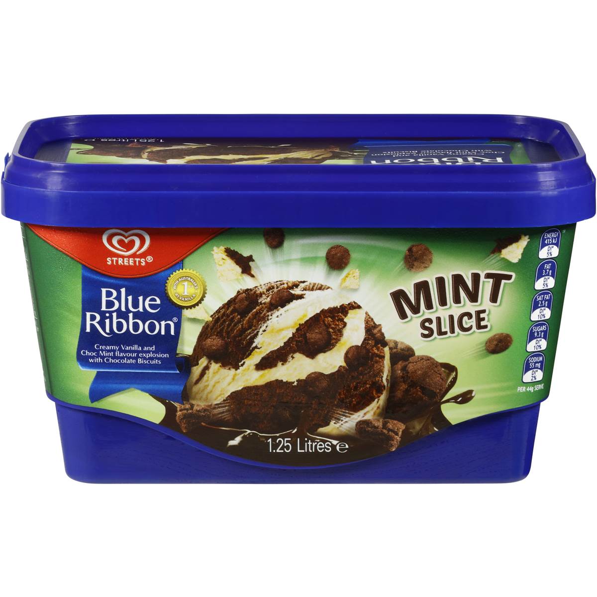 Blue Ribbon Reduced Fat Ice Cream Mint Biscuit 1.25l Tub Woolworths