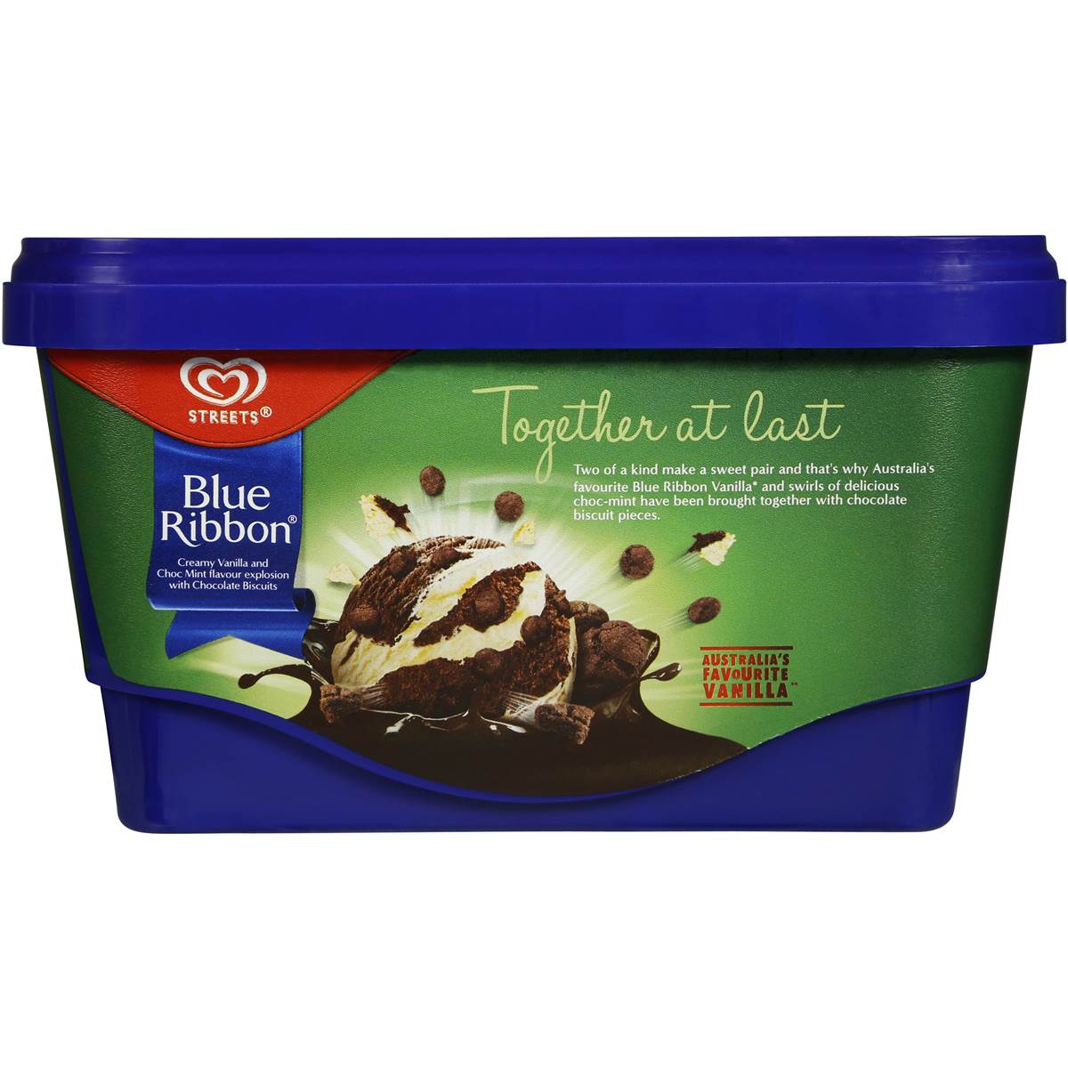 Blue Ribbon Reduced Fat Ice Cream Mint Biscuit 1.25l Tub Woolworths