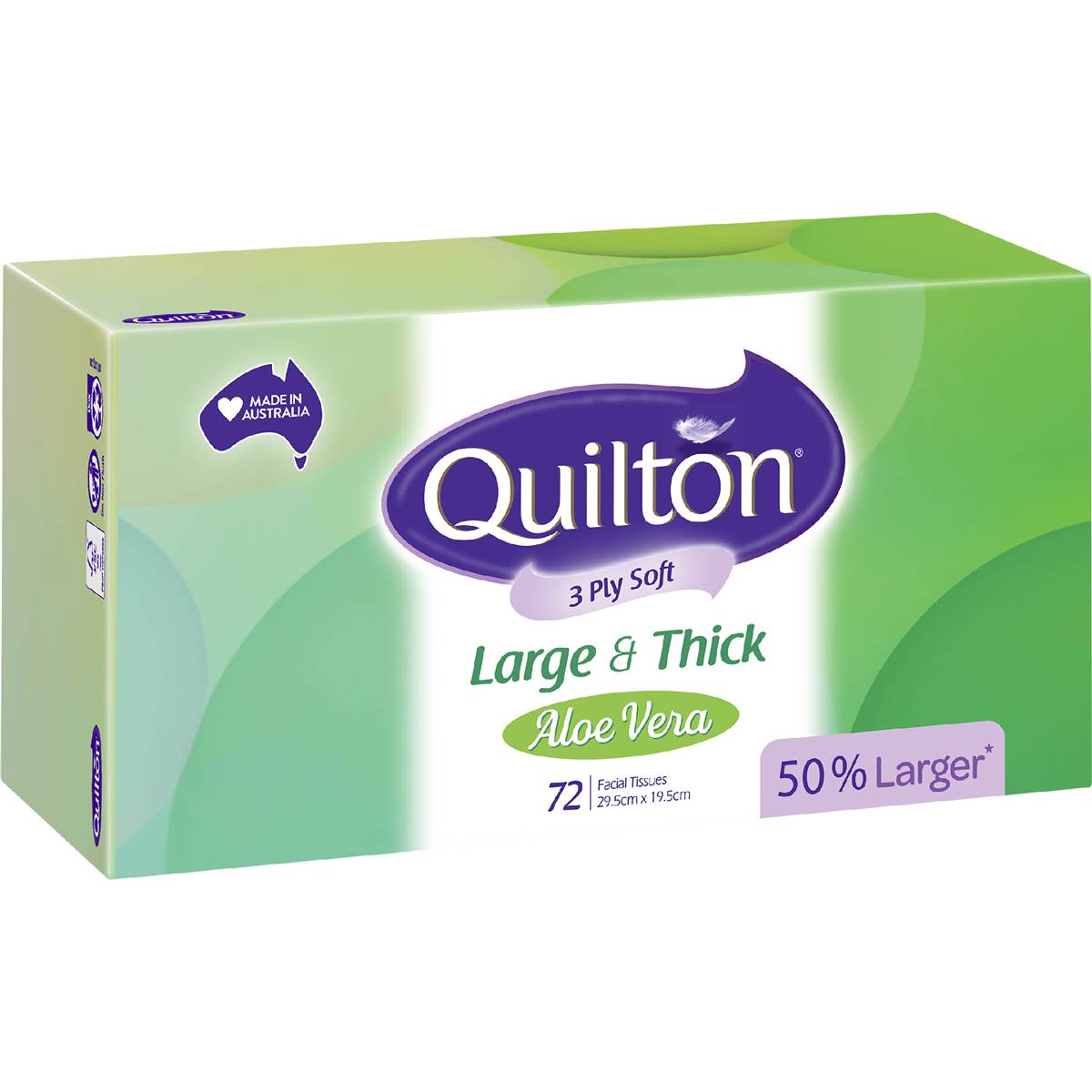 Quilton 3 Ply Large & Thick Aloe Vera Facial Tissue 72 Pack Woolworths