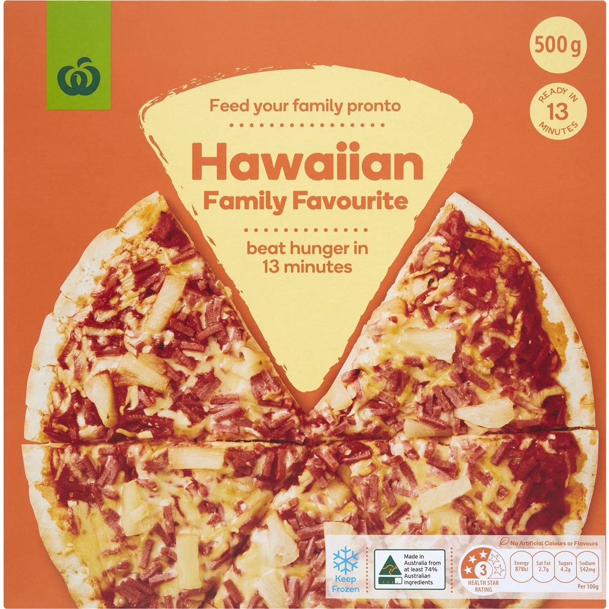 Woolworths Frozen Pizza Hawaiian 500g Woolworths