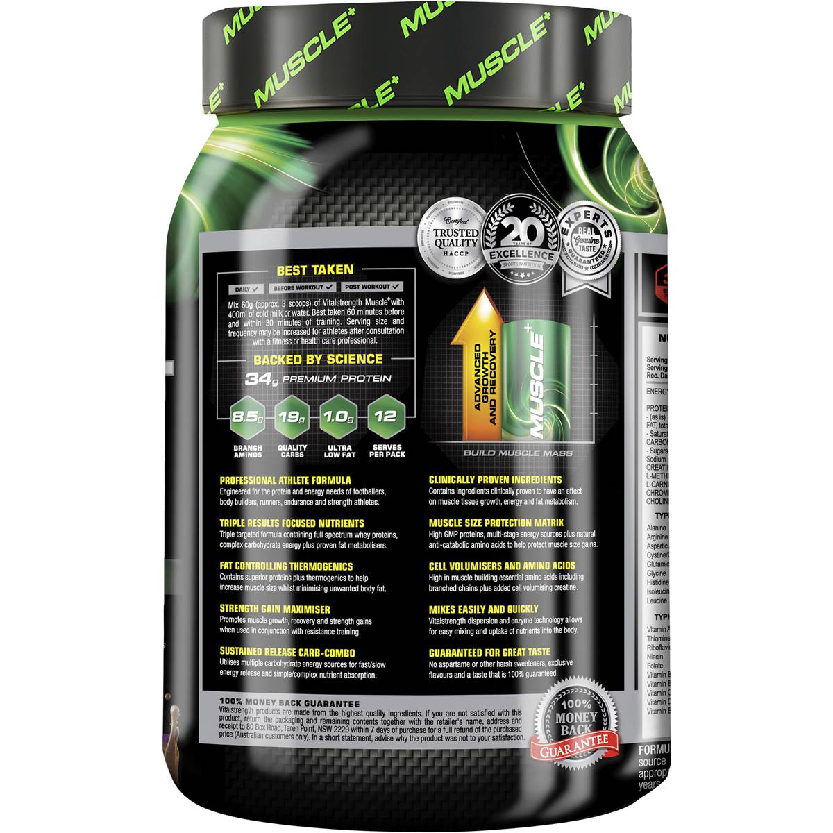 Vital Strength Muscle Plus Protein Powder Chocolate 720g Woolworths