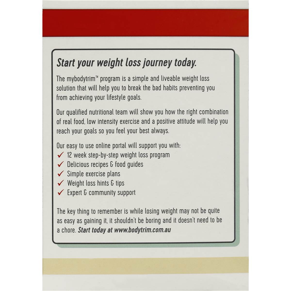 Bodytrim Meal Replacement Vanilla 18x55g Sachet Woolworths