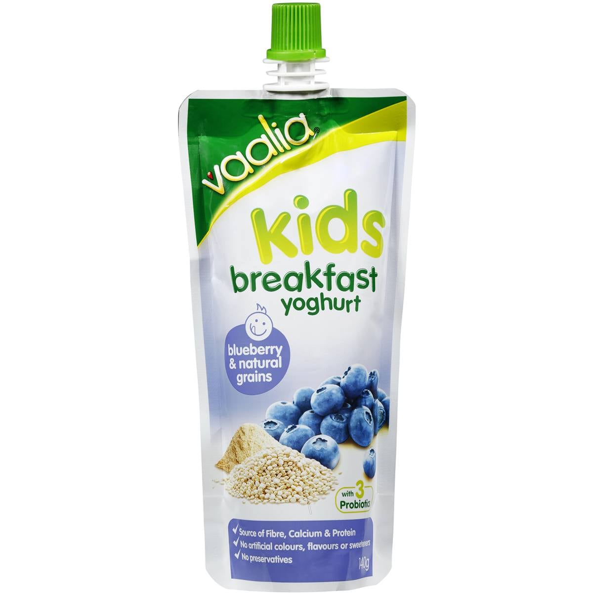 Vaalia Kids Breakfast Yoghurt Pouch Blueberry & Grain 140g Woolworths
