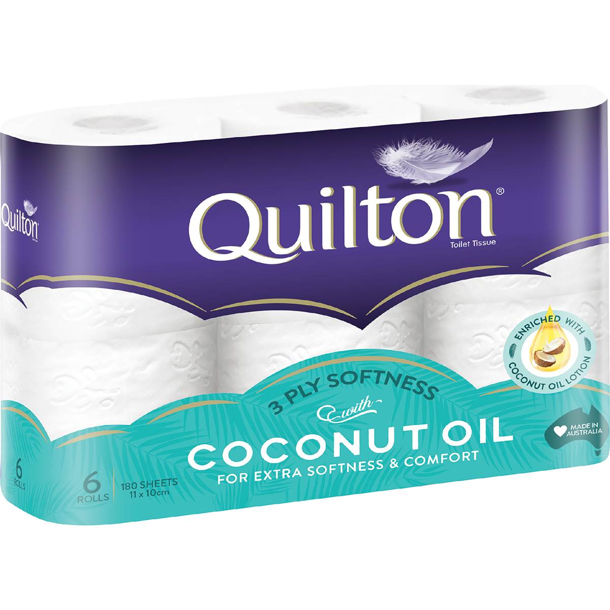 Quilton 3 Ply Toilet Tissue With Coconut Oil 6 Pack | Woolworths