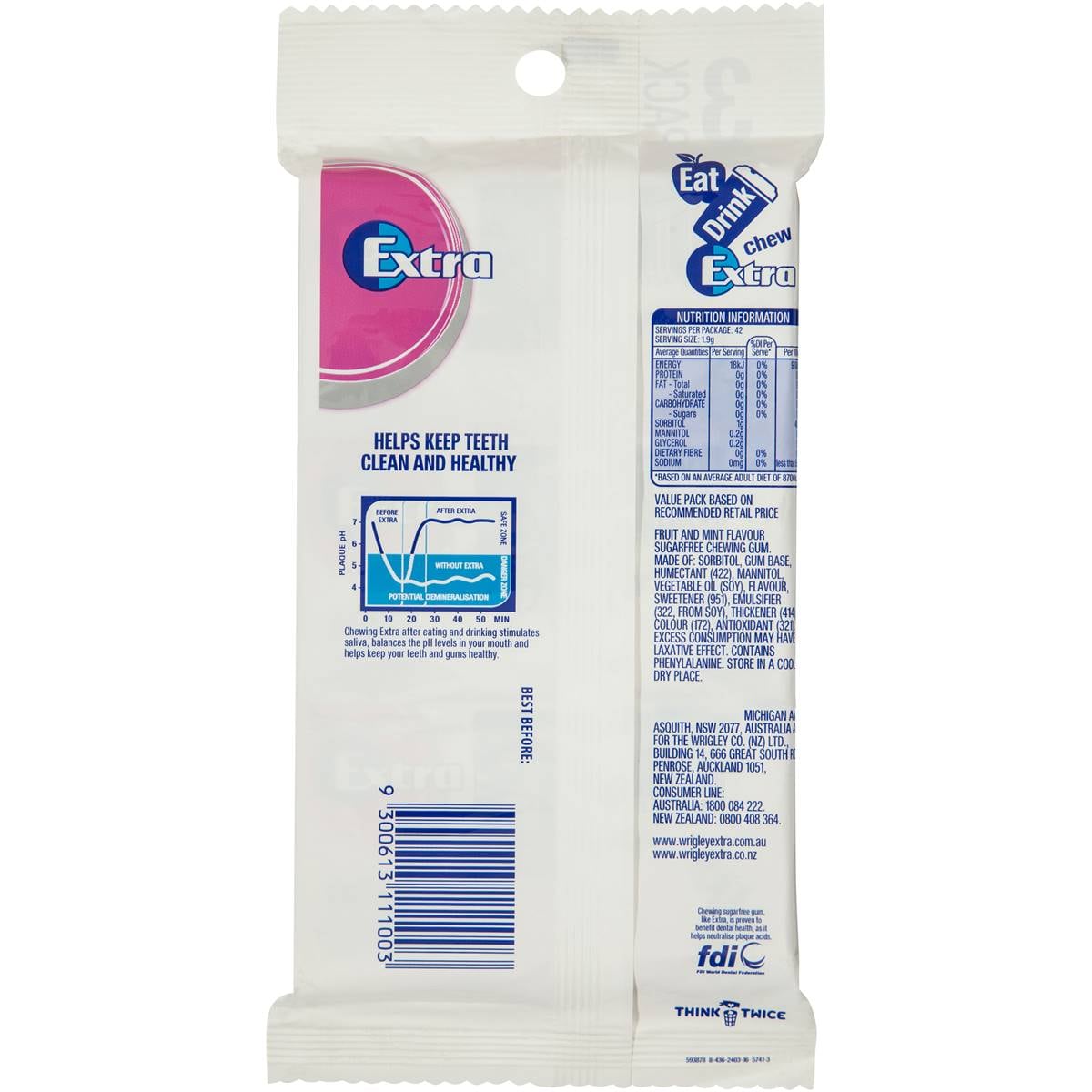 Extra Gum Bubblemint 3 Pack Woolworths