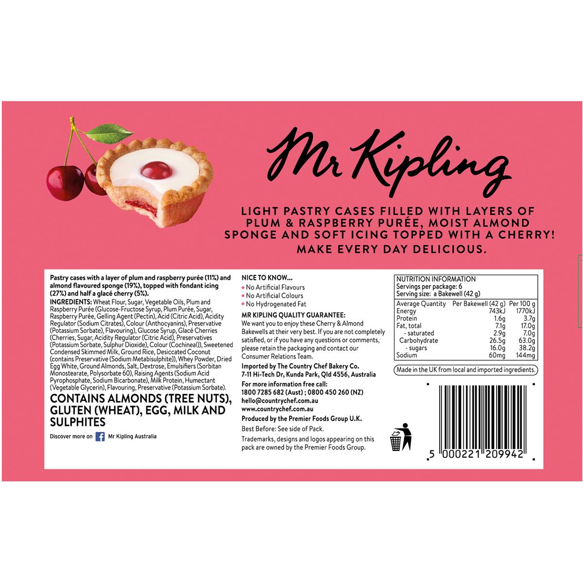 Mr Kipling Cherry Bake Wells 6 Pack Woolworths