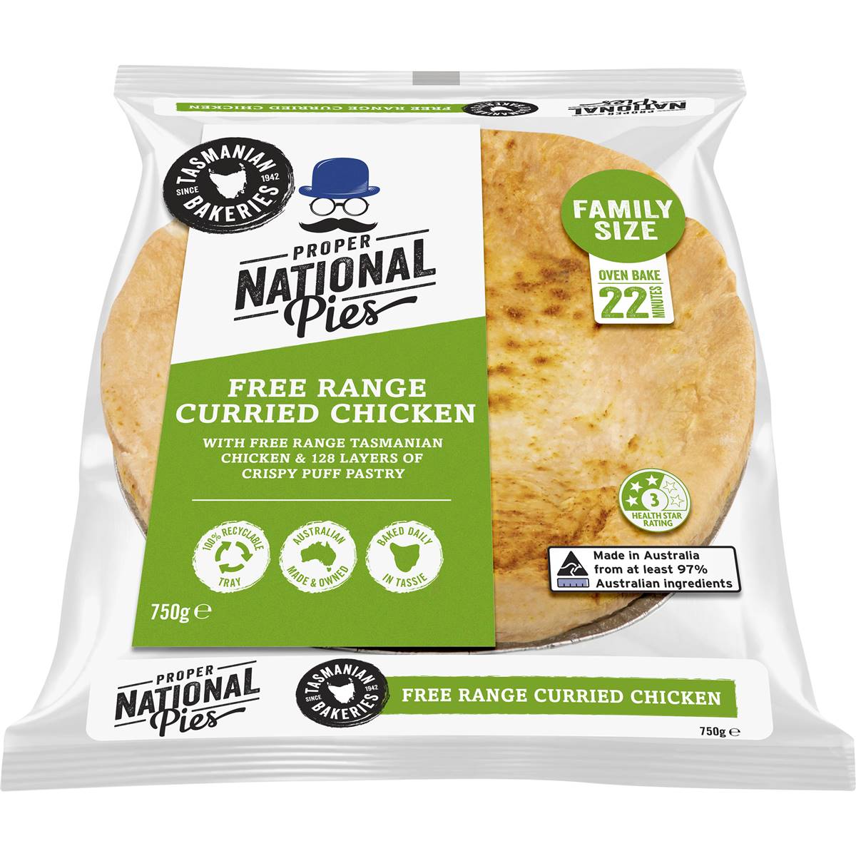 National Pies Family Curried Chicken Pie 750g Woolworths