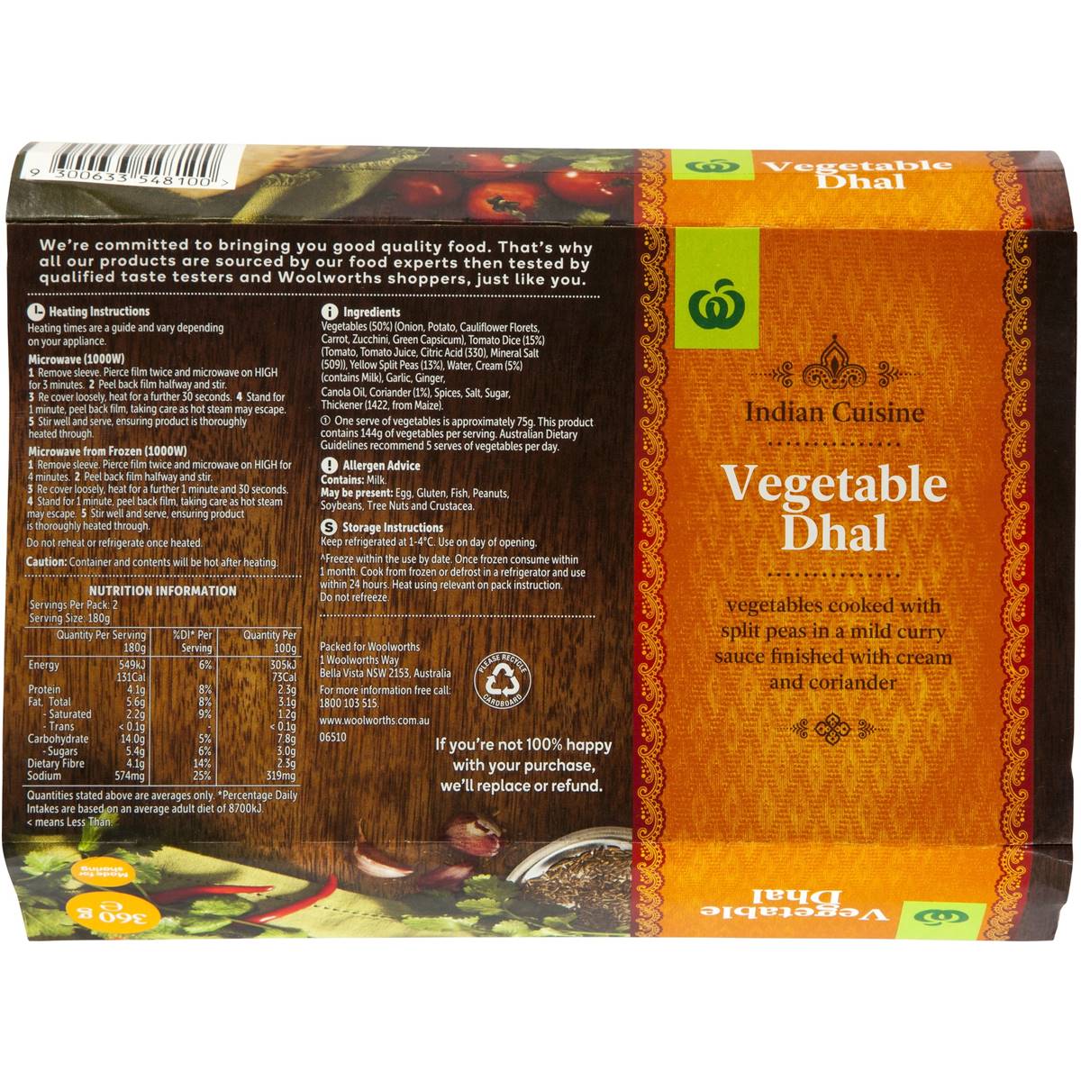 Woolworths Vegetable Dahl Curry 360g Woolworths
