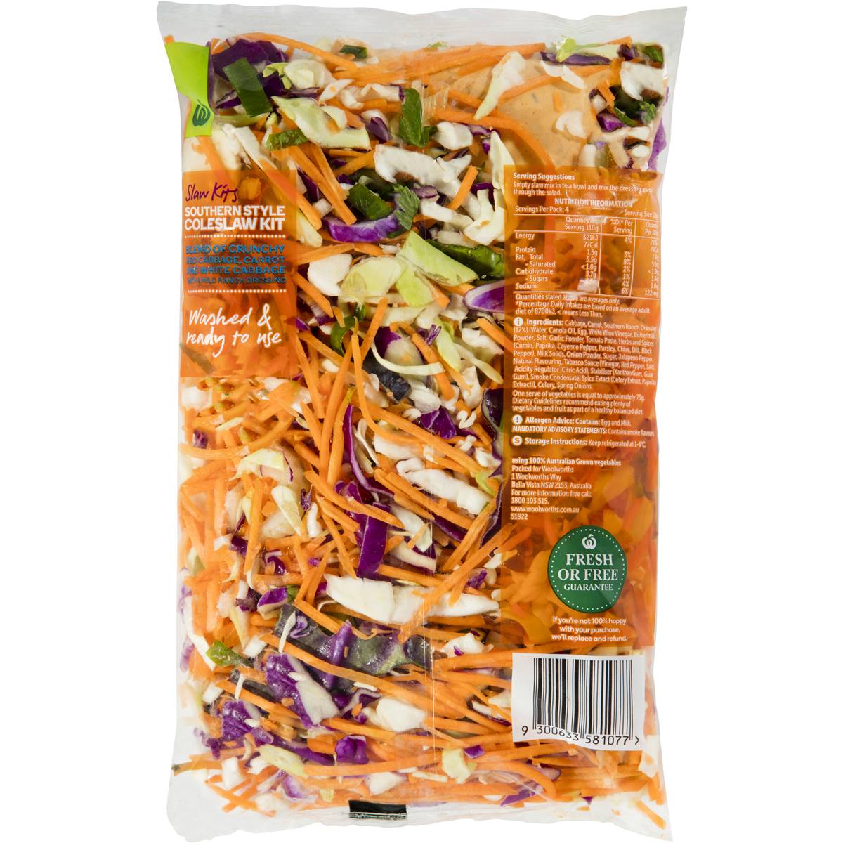 Woolworths Southern Style Coleslaw Kit 450g Woolworths