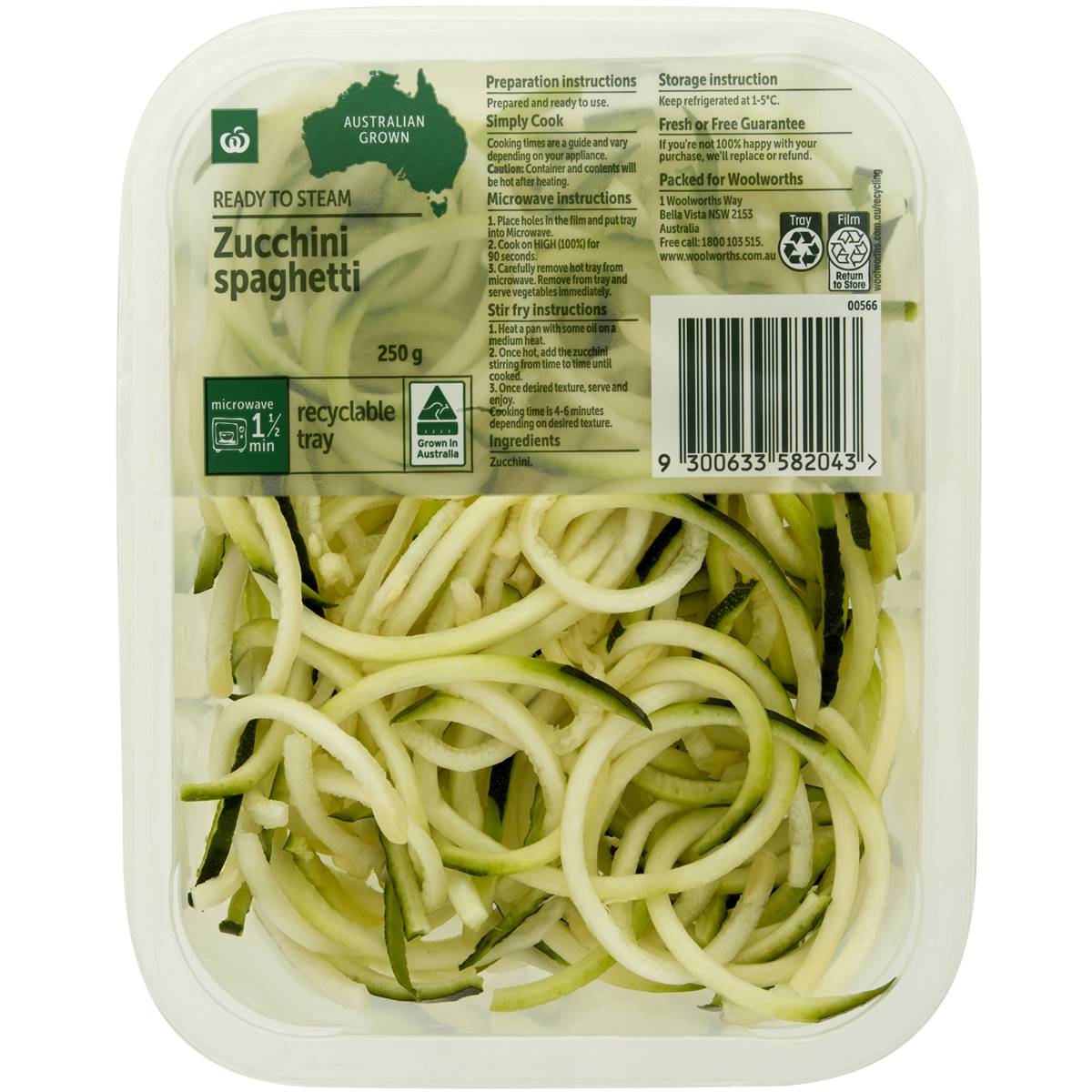 Woolworths Simply Steam Zucchini Spaghetti 250g Woolworths