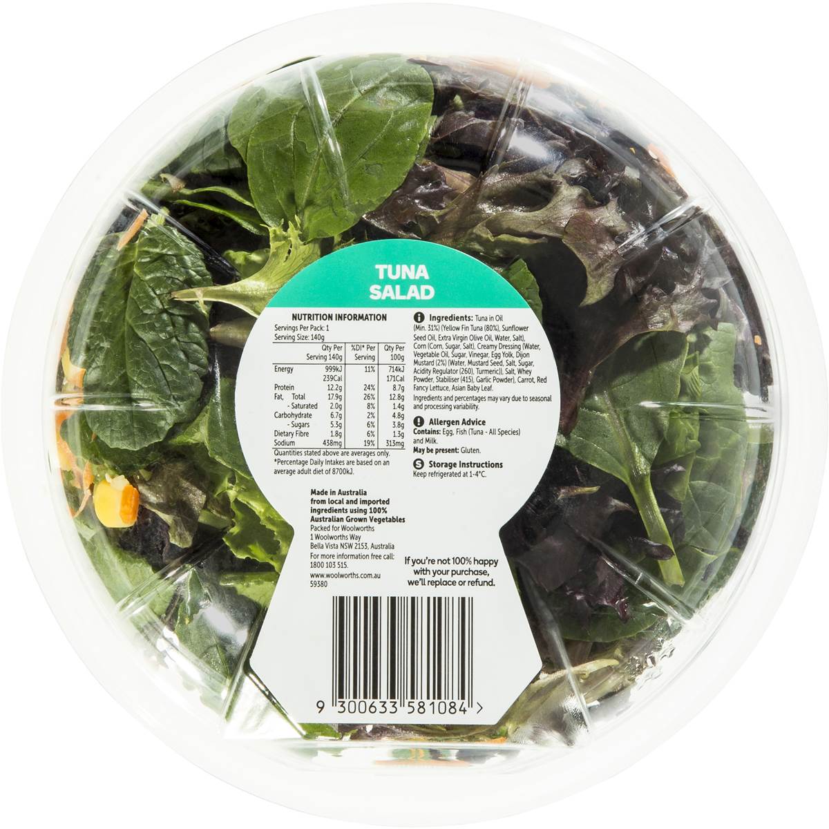 Woolworths Tuna Salad Bowl 140g Woolworths