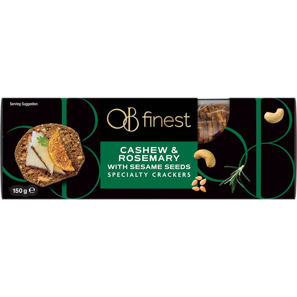 Ob Finest Specialty Crackers Cracker Cashew Rosemary 150g Woolworths