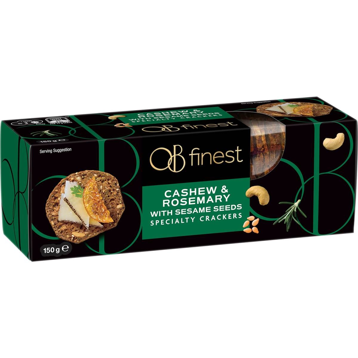 Ob Finest Specialty Crackers Cashew Rosemary 150g Woolworths