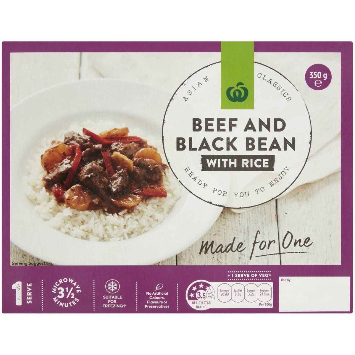 Woolworths Beef In Black Bean Sauce With Rice 350g Woolworths