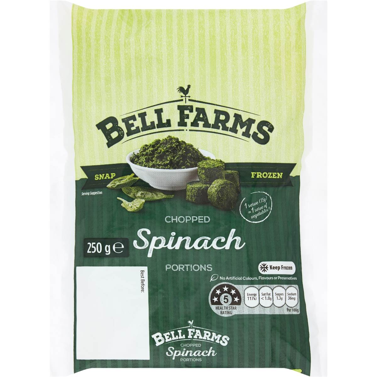 Bell Farms Chopped Spinach 250g Woolworths