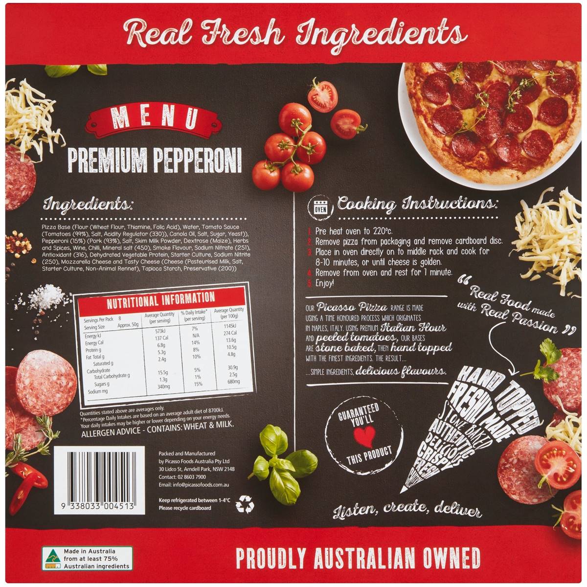 Picasso Kitchen Fresh Pizza Pepperoni 390g Woolworths