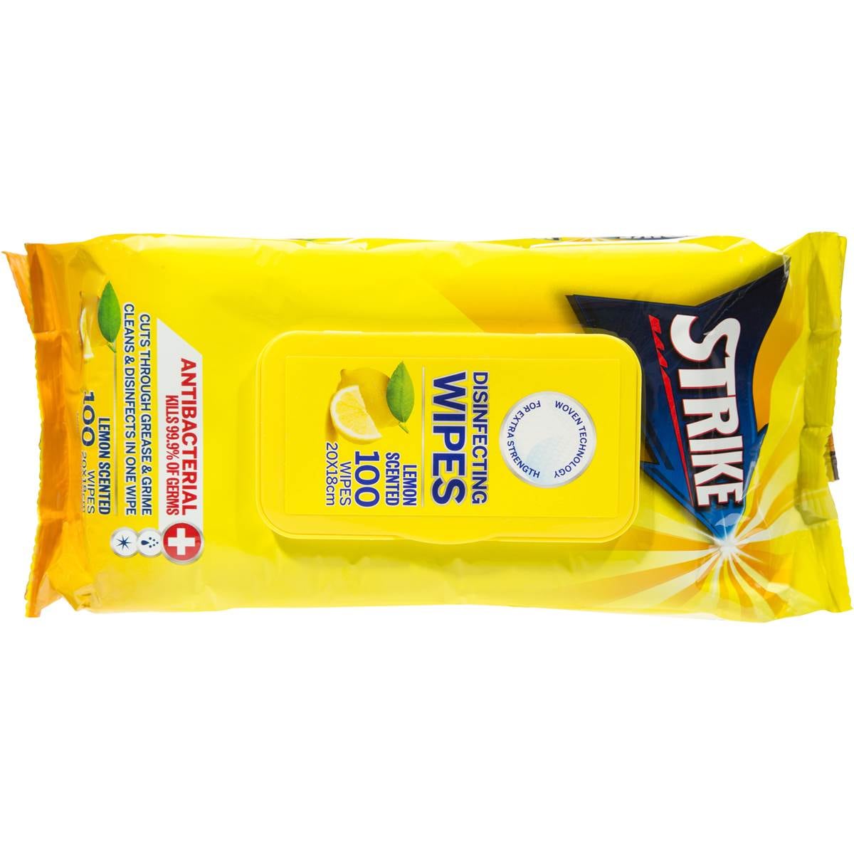 Strike Disinfectant Wipes Lemon 100pk Woolworths