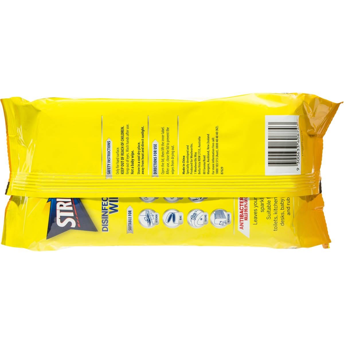 Strike Disinfectant Wipes Lemon 100pk Woolworths