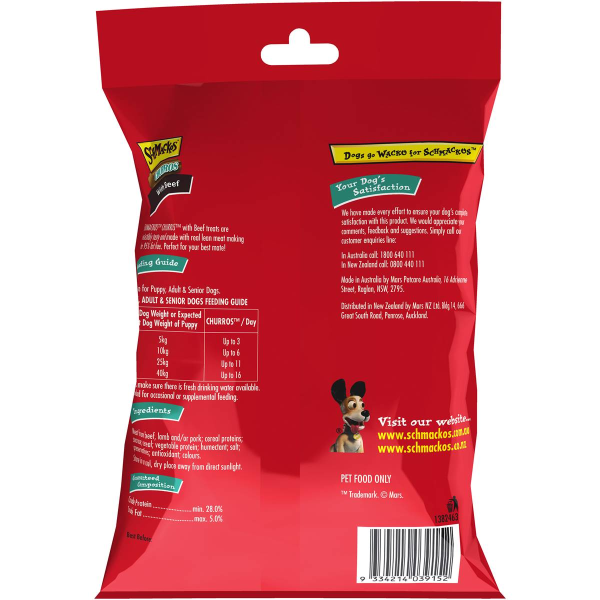 Schmackos Churros With Beef Dog Treats 180g Woolworths