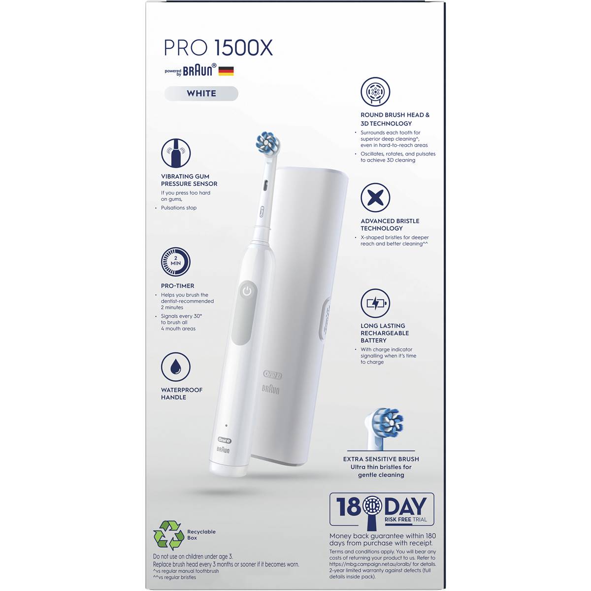 Oral B Pro 1500x Electric Toothbrush Each Woolworths