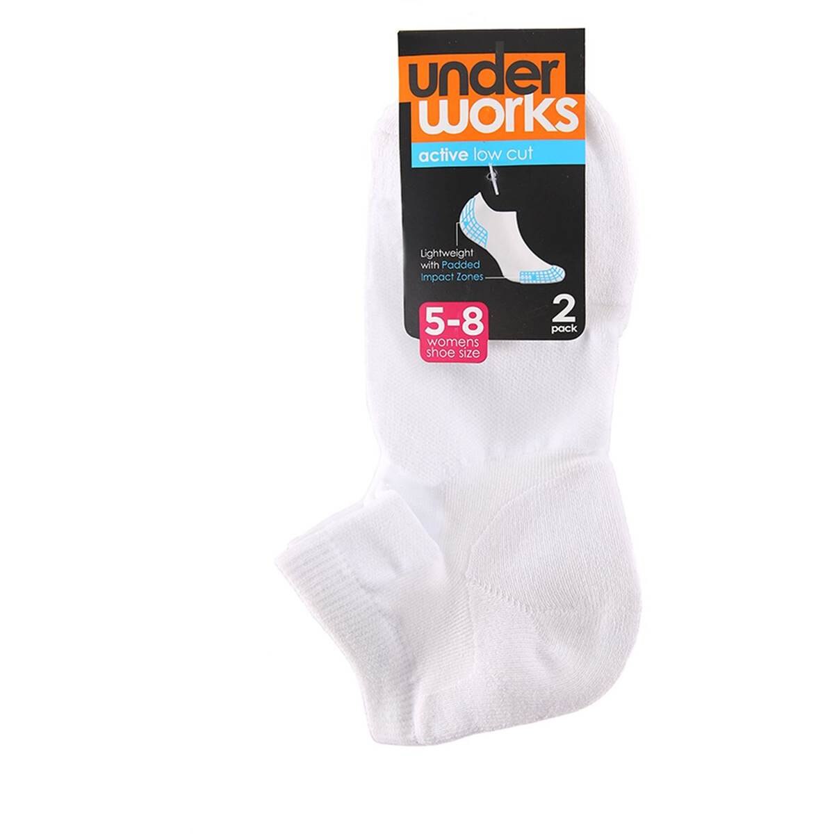 Underworks Ladies Low Cut Socks White 5/8