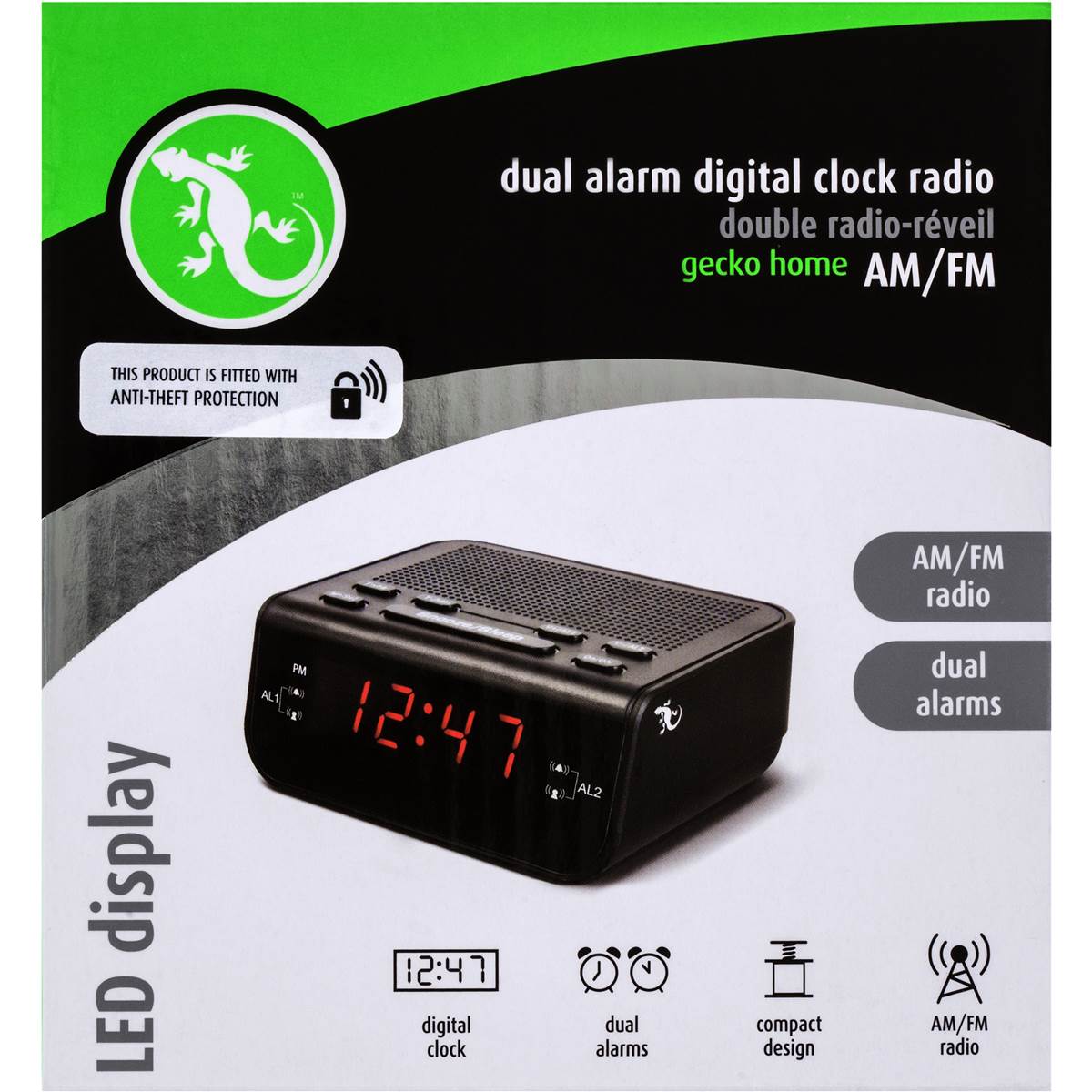 Gecko Home Dual Alarm Digital Am Fm Clock Radio Each Woolworths