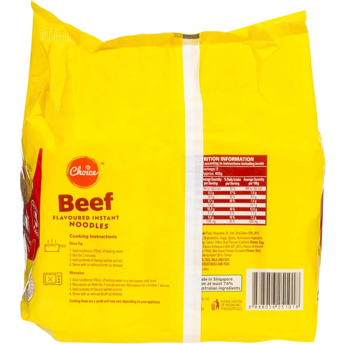 Choice Beef Instant Noodles 85g X5 Pack Woolworths