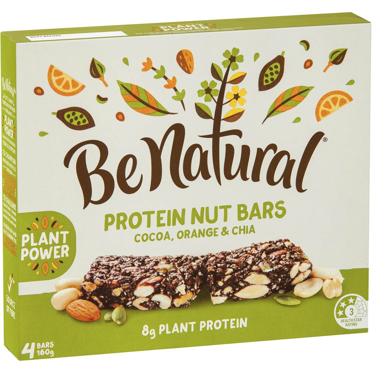 Be Natural Protein Nut Bars Cocoa Orange & Chia 4 Pack Woolworths