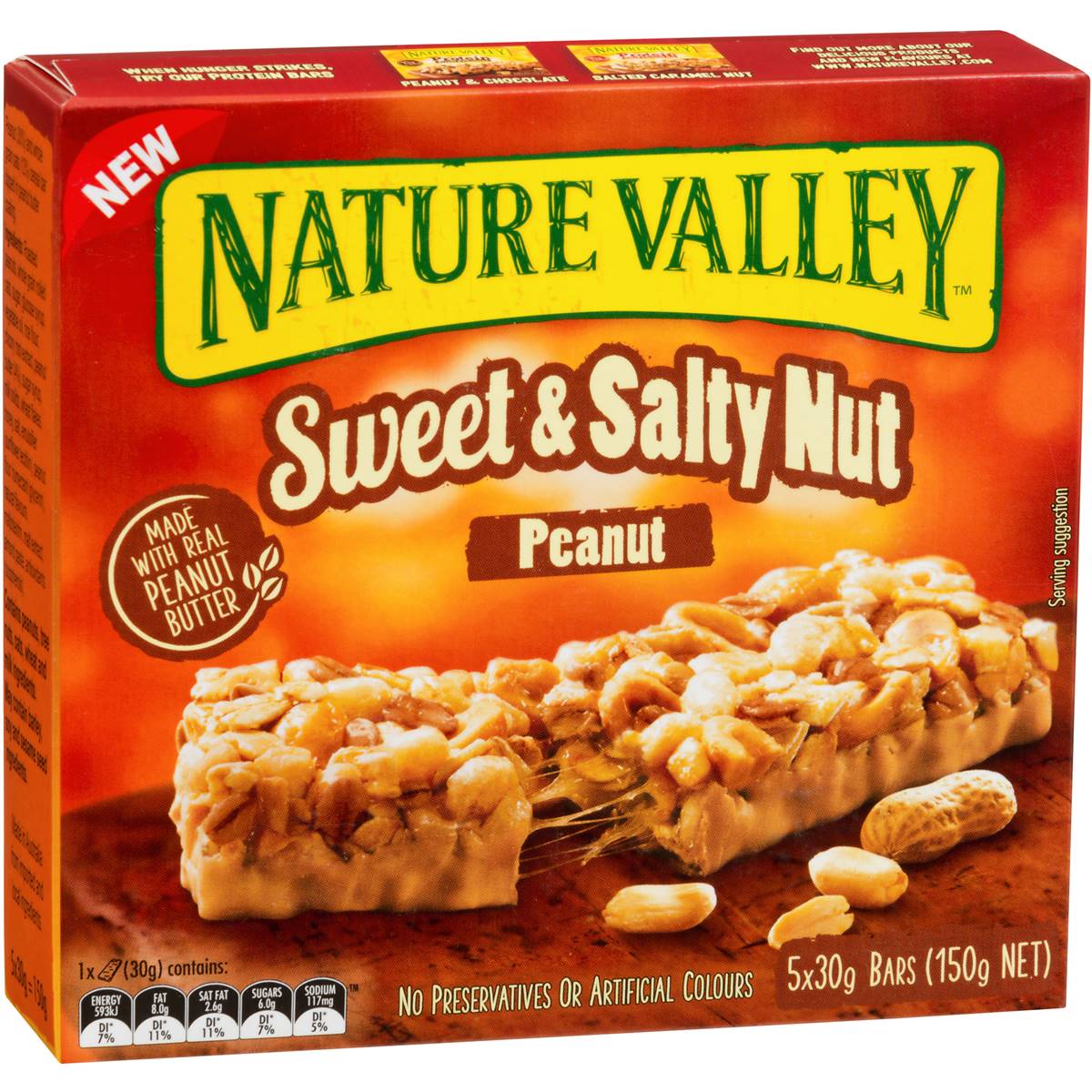 Nature valley sweet salty peanut bar 5pk 150g woolworths