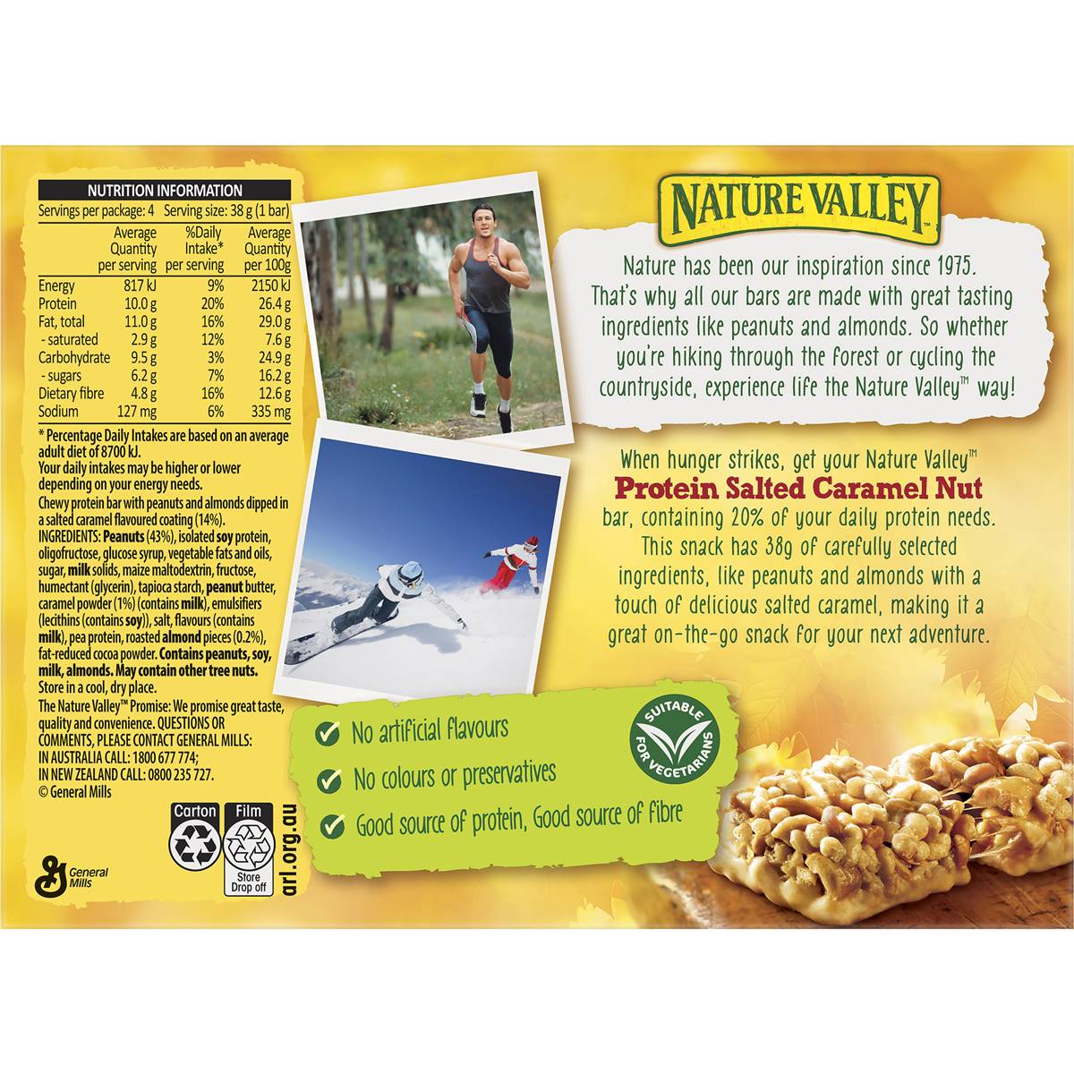 Nature Valley Salted Caramel Gluten Free Protein Nut Bars 4 Pack