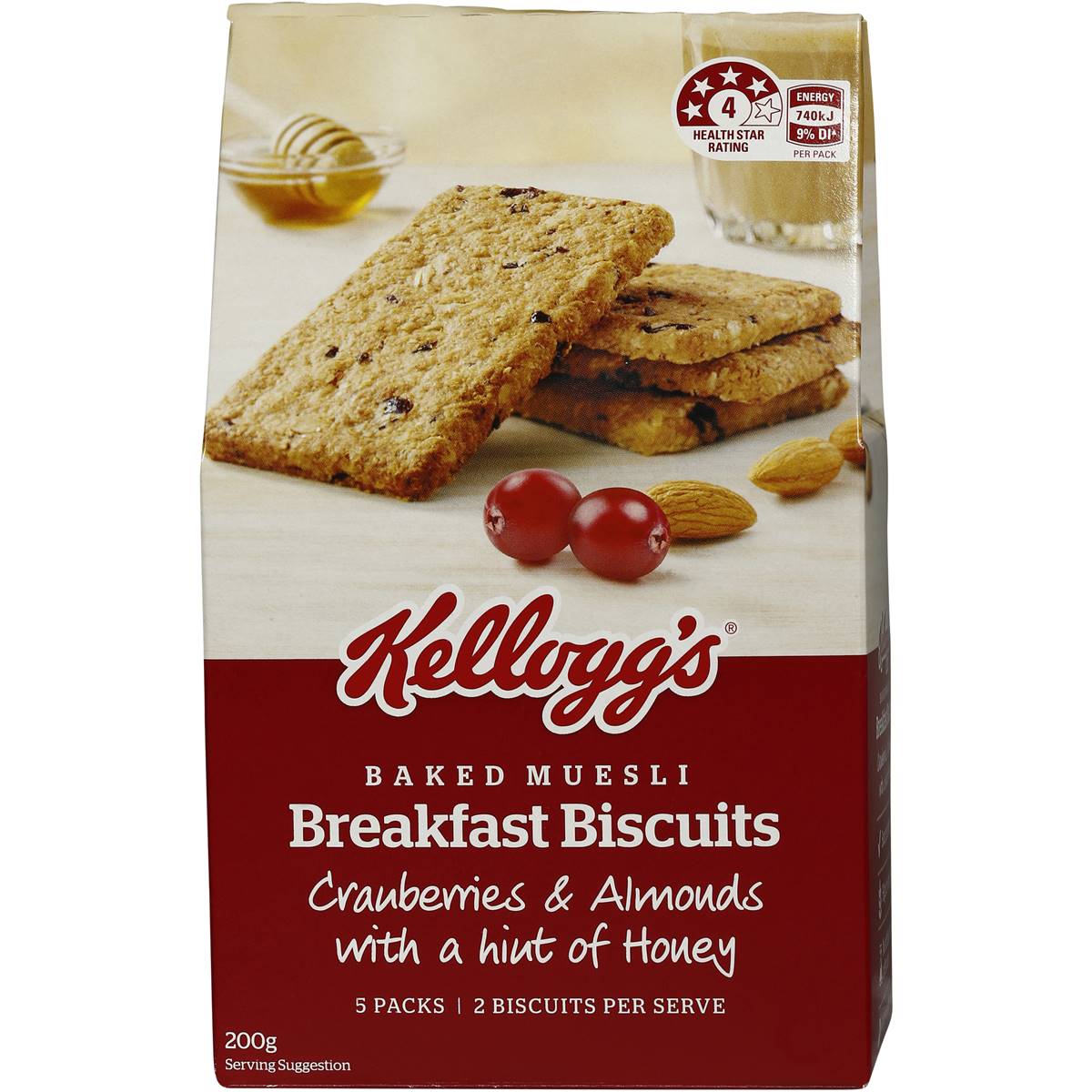 Kellogg's Baked Muesli Fruit Nut Honey Snack Biscuits 200g Woolworths