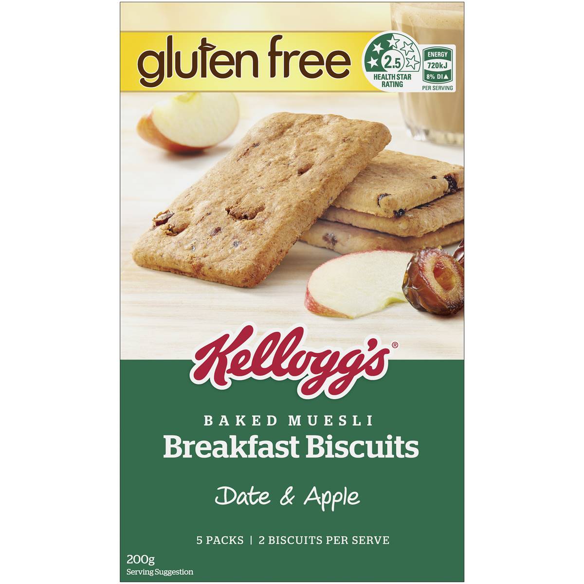Kellogg's Baked Muesli Date & Apple Gf Snack Biscuits 200g Woolworths