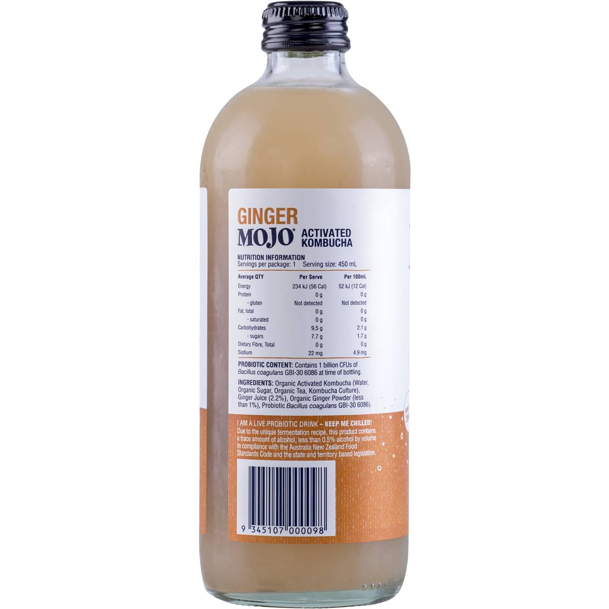 Mojo Kombucha Ginger 450ml Woolworths