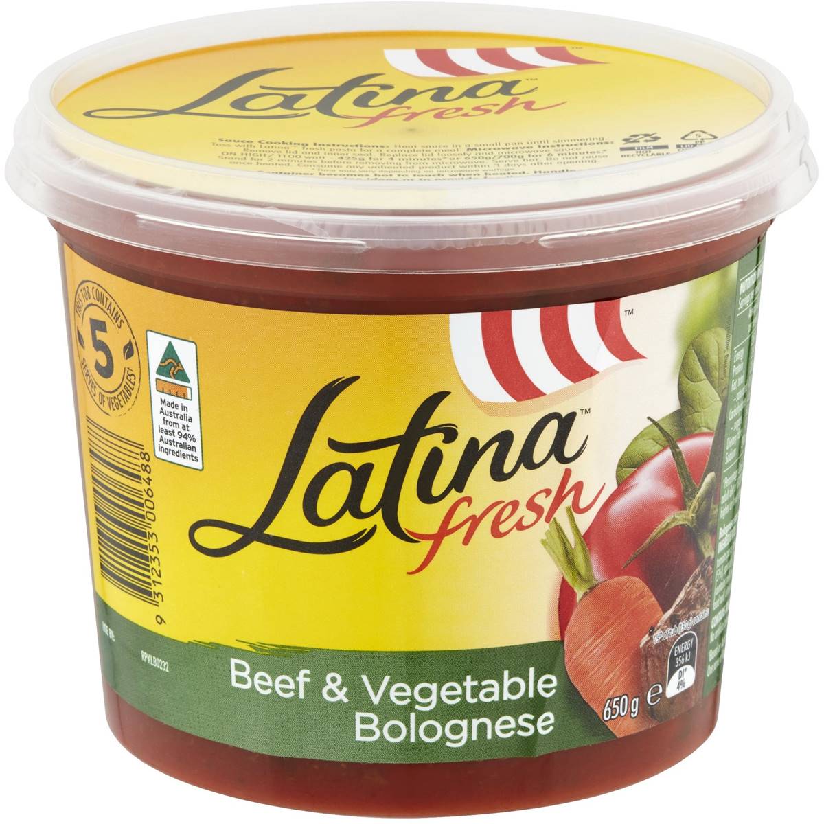 Latina Fresh Beef & Vegetable Pasta Sauce 650g Woolworths