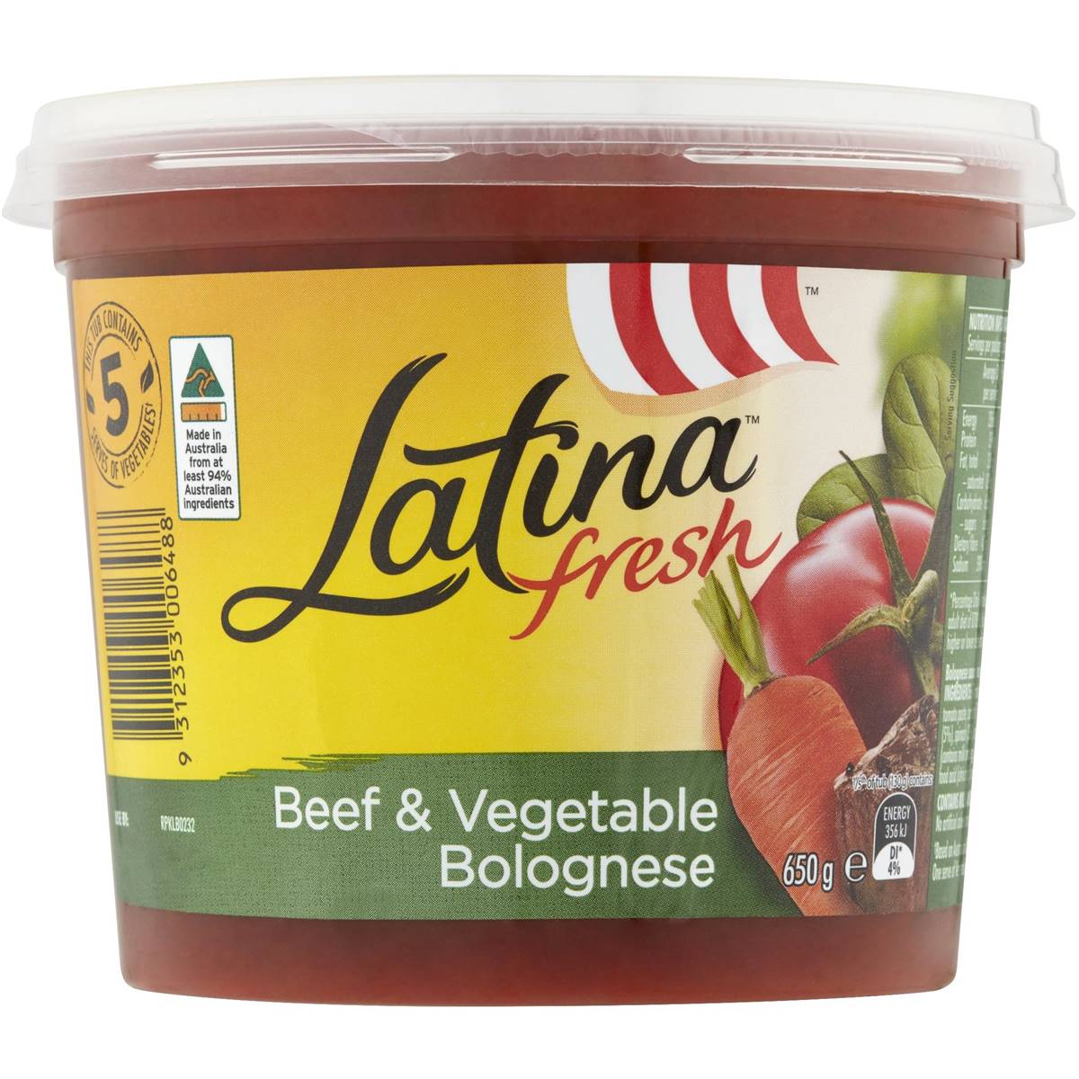 Latina Fresh Beef & Vegetable Pasta Sauce 650g Woolworths