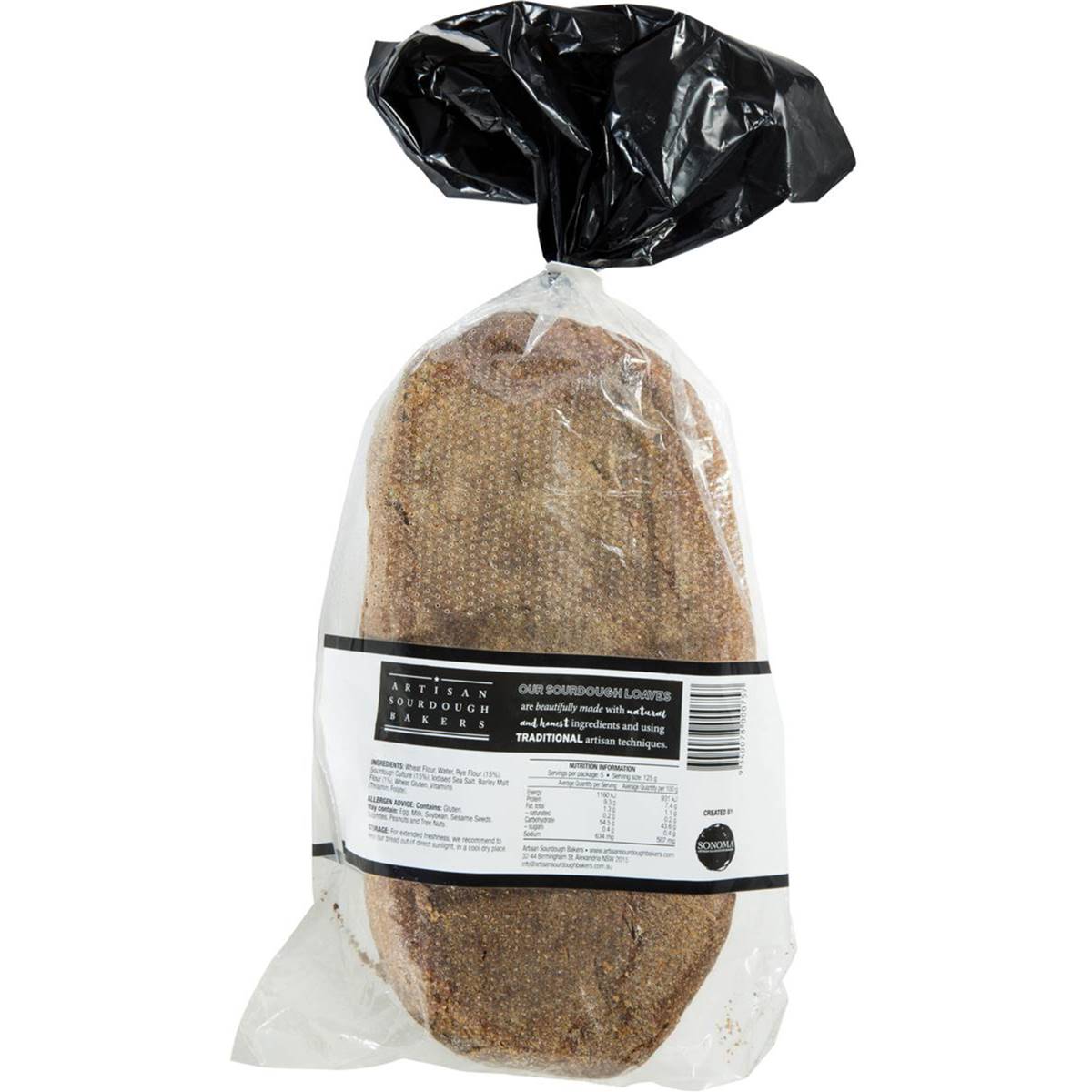 Artisan Sourdough Bakers Dark Rye Sourdough 630g | Woolworths