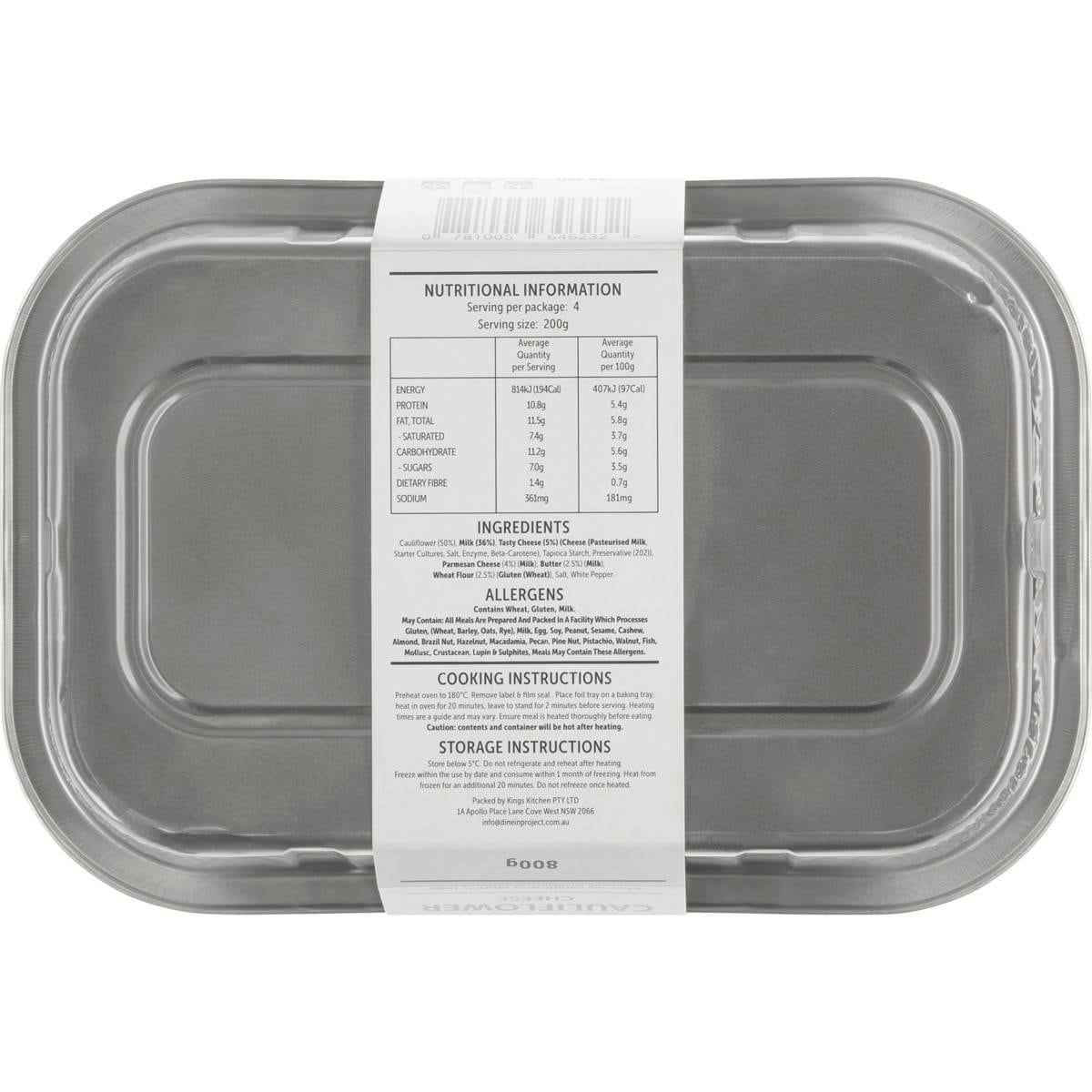 Classic Cauliflower Cheese Bake Family Meal 800g Woolworths