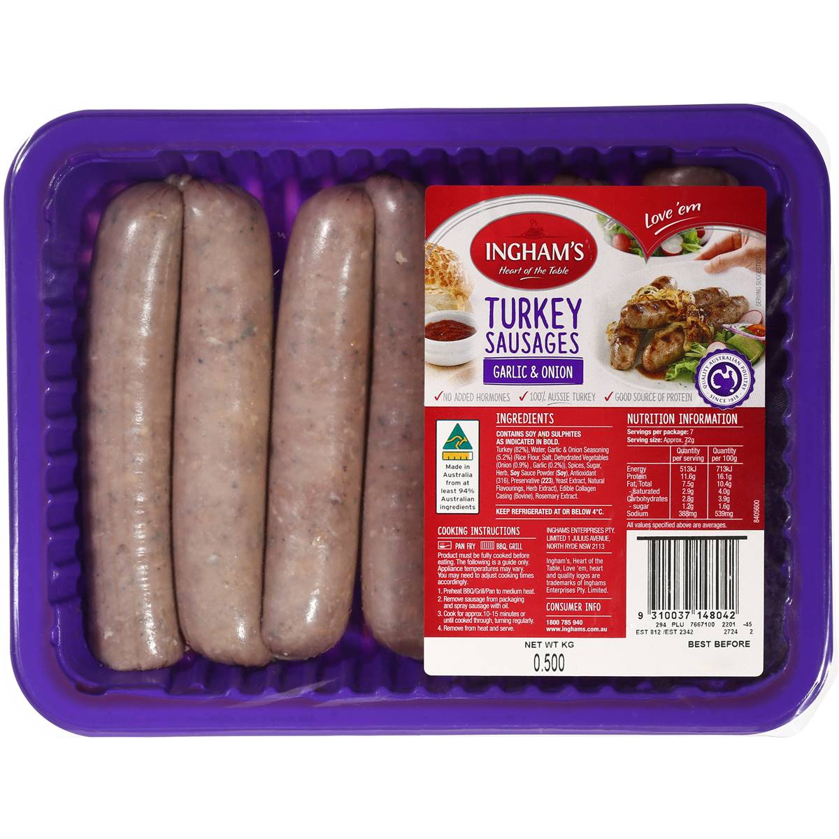 Ingham's Turkey Sausages 500g Woolworths