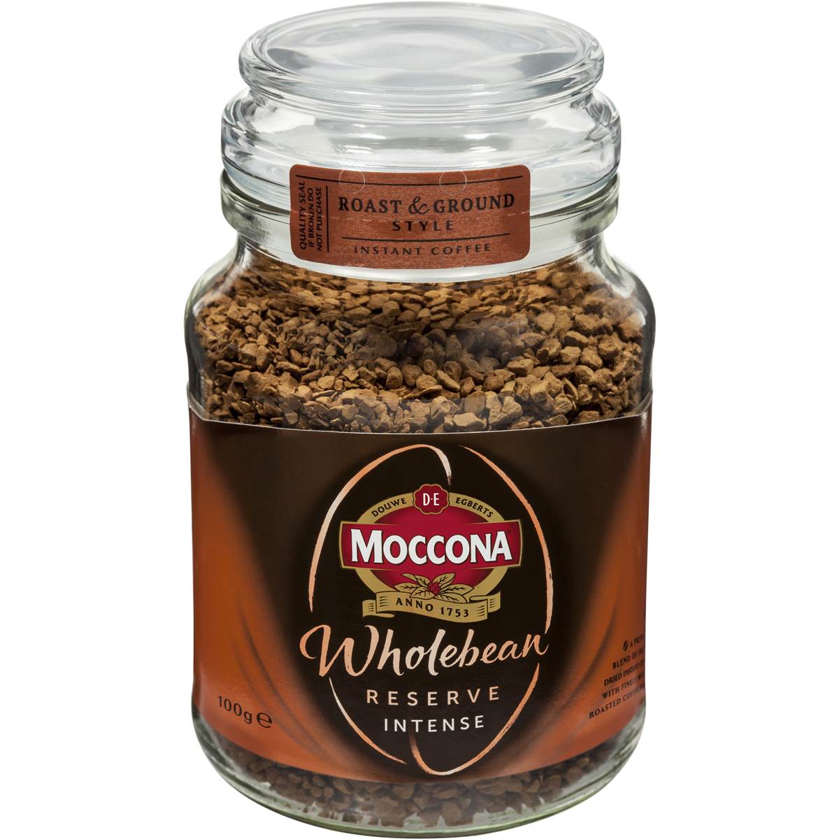 Moccona Freeze Dried Instant Coffee Wholebean Reserve Intense 100g