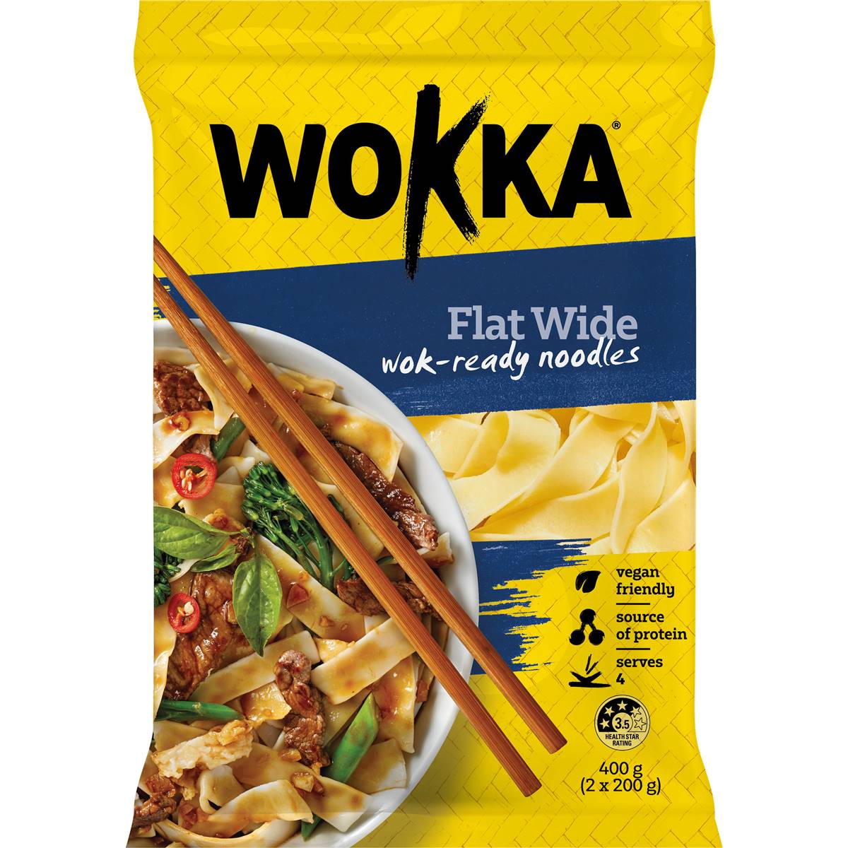 Wokka Flat Wide Noodles 200g X 2 Pack Woolworths
