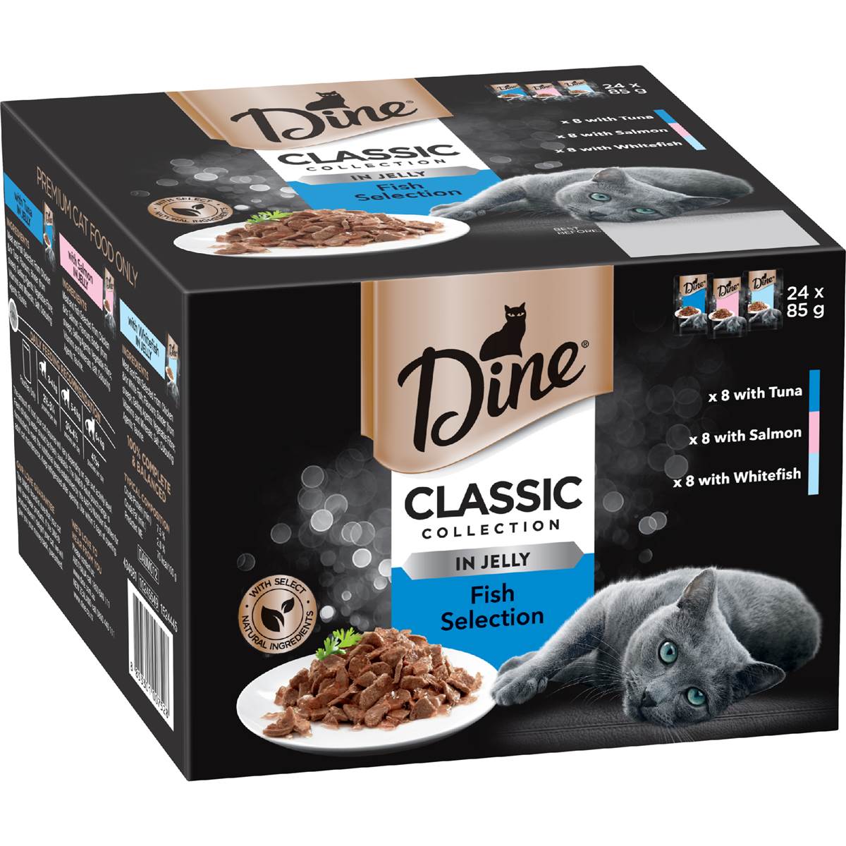 Dine Adult Wet Cat Food Fish In Jelly Selection 85g x 24 pack