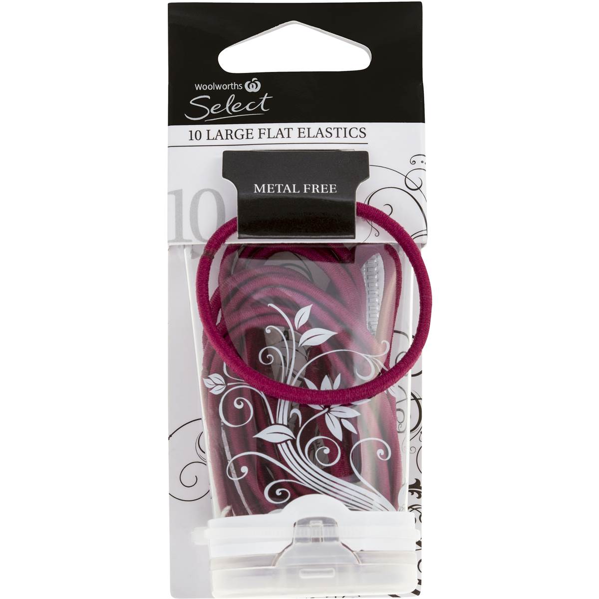 Select Hair Elastic Flat Lrg Maroon10pk Woolworths