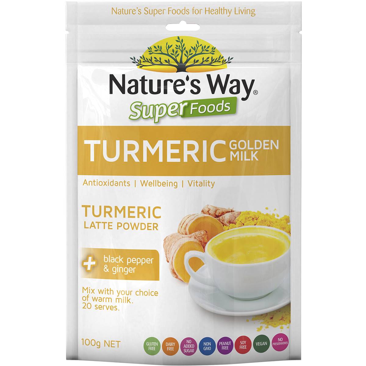 Nature's Way Tumeric Golden Milk Powder 100g Woolworths