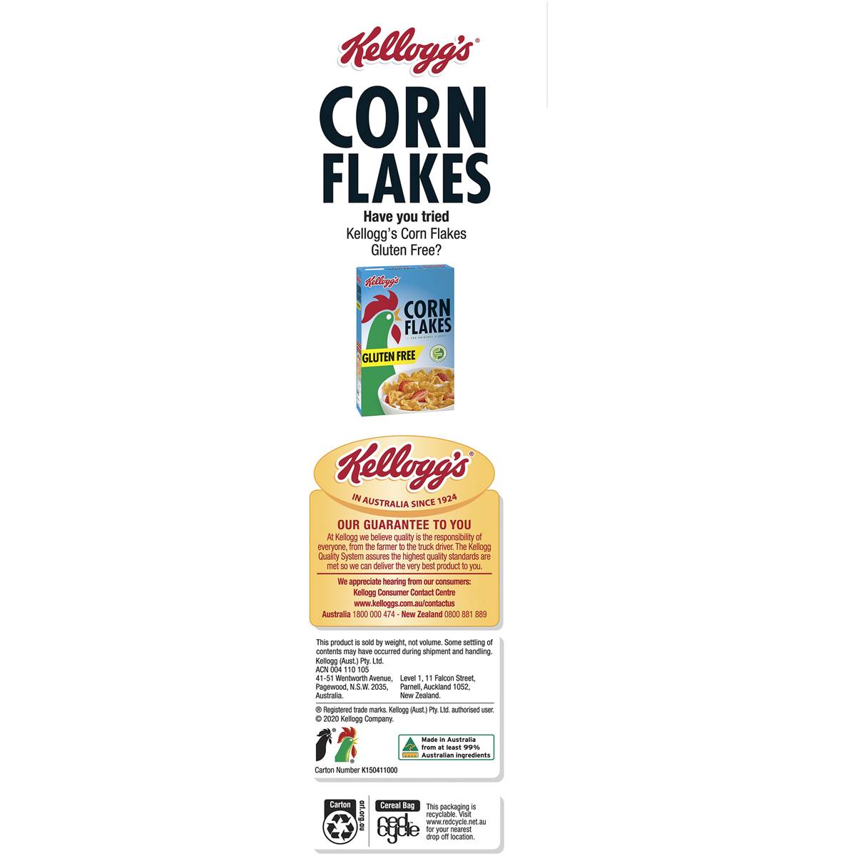 Kellogg's Corn Flakes Breakfast Cereal Value Pack 920g Woolworths