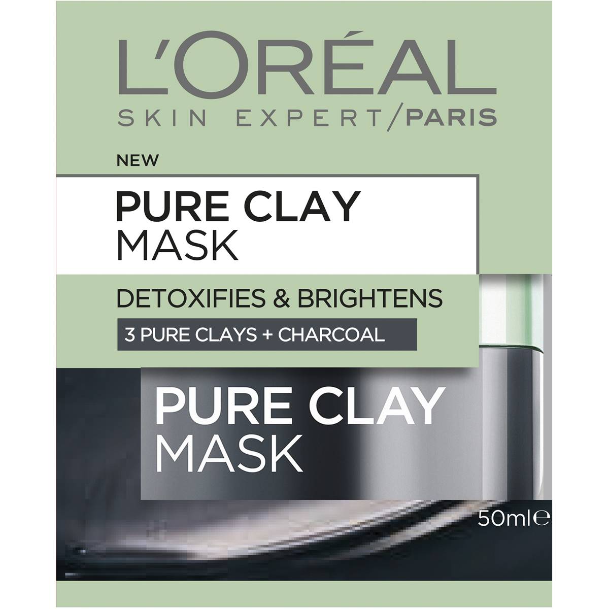 L'oreal Paris Pure Clay Detoxifing & Brightening Charcoal Mask 50ml Woolworths